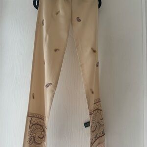 Ralph Lauren Cream Paisley Scarf with Fringe 100% silk